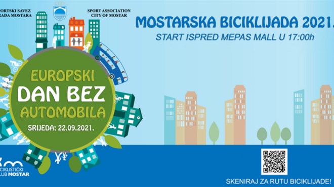 Mostarska biciklijada 2021: Biciklirajmo ulicama Grada Mostara i obilježimo Dan bez automobila