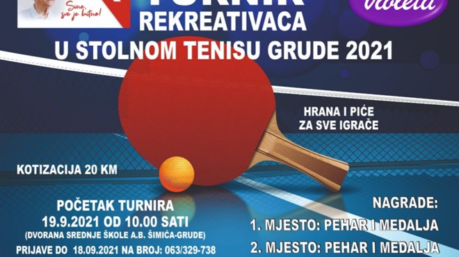 Prijavite se na turnir rekreativaca u stolnom tenisu Grude 2021.