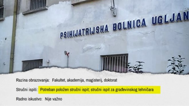 Bolnica u Hrvatskoj traži psihijatra, uvjet je položen ispit za građevinskog tehničara