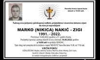 Sutra ispraćaj prerano preminulog Marka Nakića Zigija